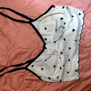 White cute cropped with black hearts